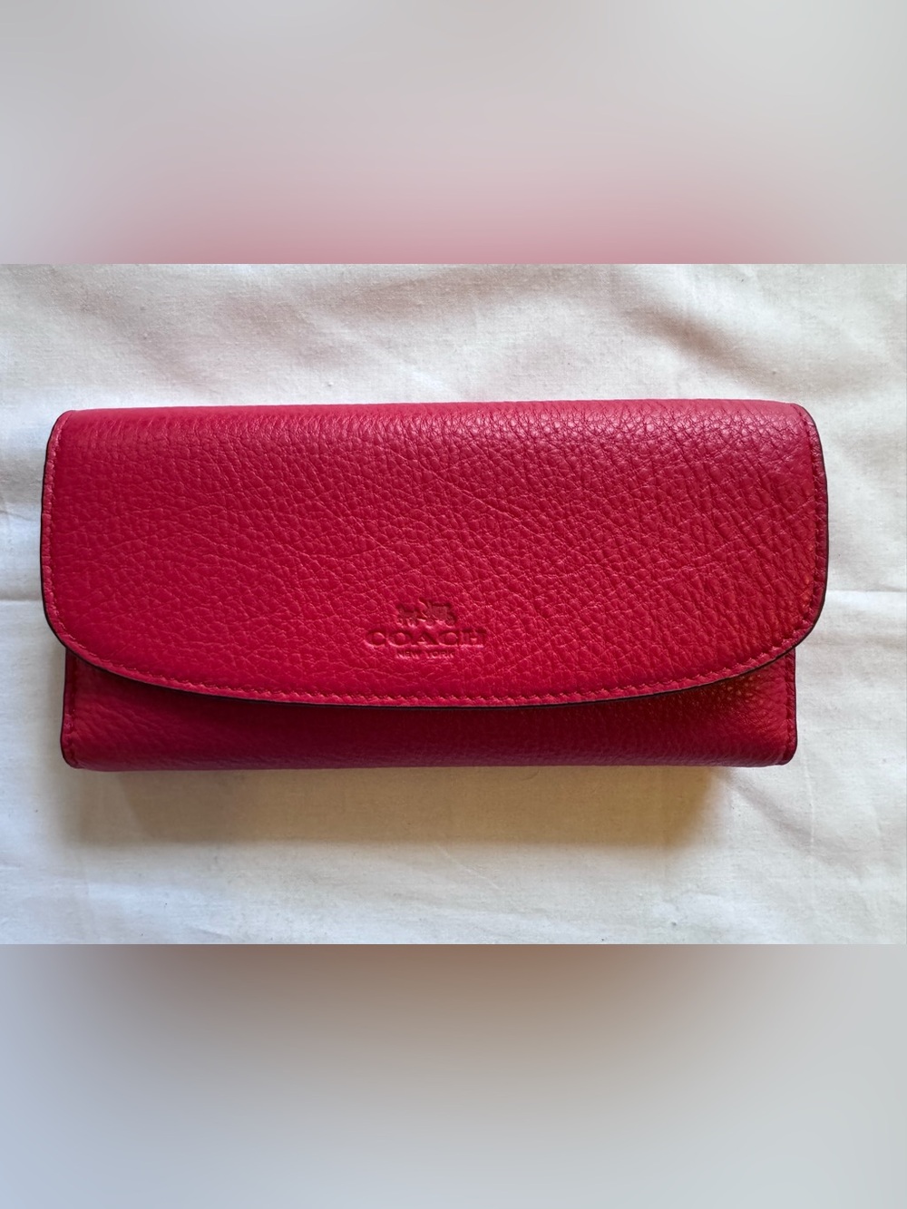 Coach Pebbled Leather Wallet - Fuchsia